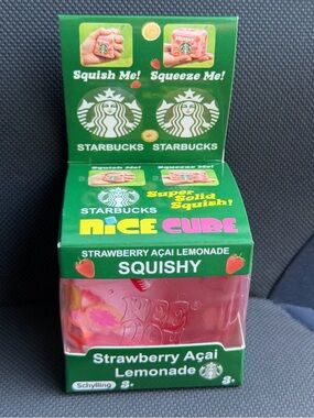 Starbucks Green Box with Pink Squishy Cube